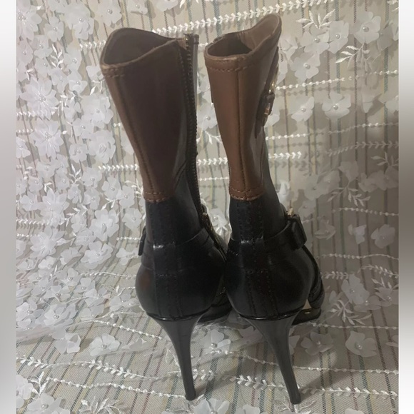 👢Michael Kors Black Brown Stockard boots Stiletto Platform Heels - Picture 6 of 13